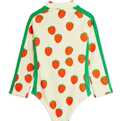 【 MINI RODINI 】Strawberries aop ls uv swimsuit - Off-white