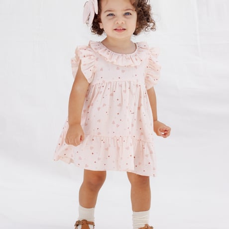 【Quincy Mae】CHARLOTTE DRESS || HEART CONFETTI（18-24m,4-5y,6-7y）