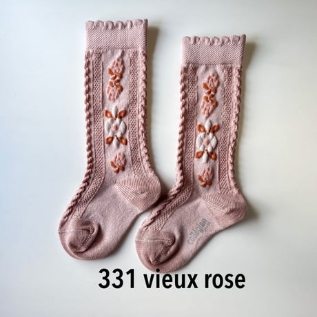 【Collegien】2650 Dalia - Jacquard Flower Knee-high Socks