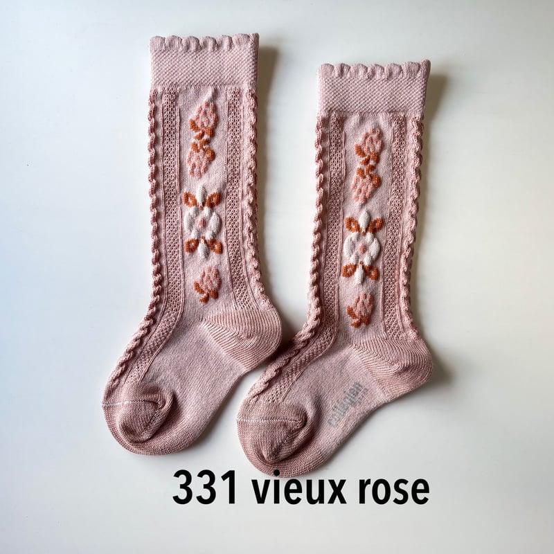 Collegien】2650 Dalia - Jacquard Flower Knee-hi