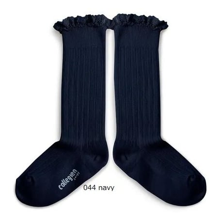 【Collégien】2954 Joséphine Lace Trim Knee-High socks