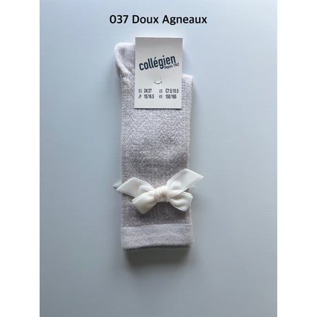 【 Collegien 】Isaure - Pointelle Merino Knee-high Socks with Velvet Bow