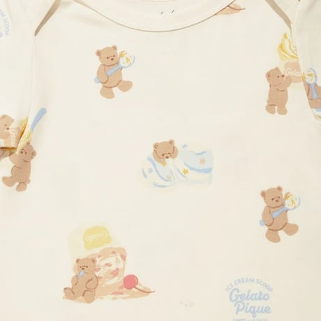 【 gelato pique 】 PBCO262434 BABYｱｲｽｸﾘｰﾑﾍﾞｱ柄ﾎﾞﾃﾞｨｽｰﾂ  CRM（size 70, 80）