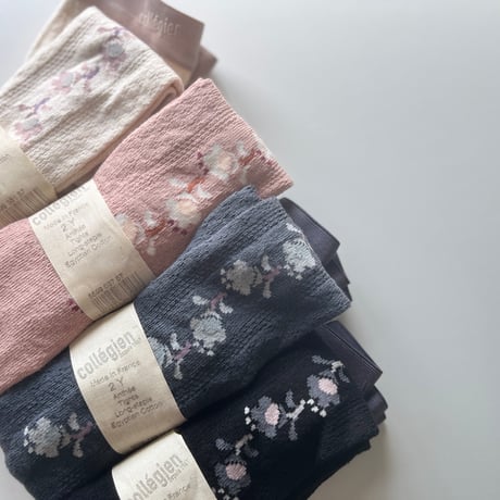 【 Collegien 】5599 Anthéa - Jacquard Flower Pointelle Tights