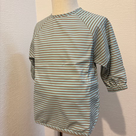 【mik＋】Original Raglan Sleeve Apron - Chocolate  Mint Stripe（S/M/L）