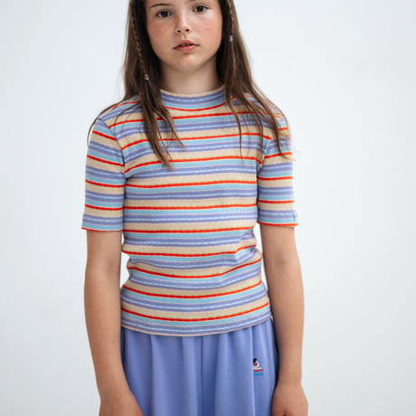 Drop2【Repose AMS】 slim turtle neck tee-multi stripe
