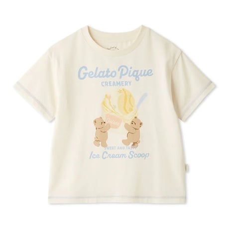 【 gelato pique 】 PKCT262428 KIDSｱｲｽｸﾘｰﾑﾍﾞｱﾜﾝﾎﾟｲﾝﾄT  CRM（size 90~120）