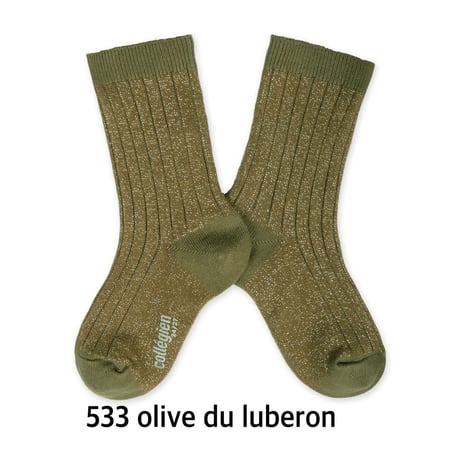 【 Collegien 】6060 Victoire - Glitter Ribbed Crew Socks