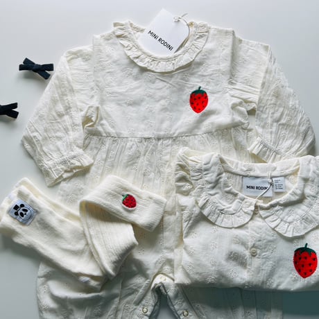 【 MINI RODINI 】Strawberry pointelle leggings 1-pack