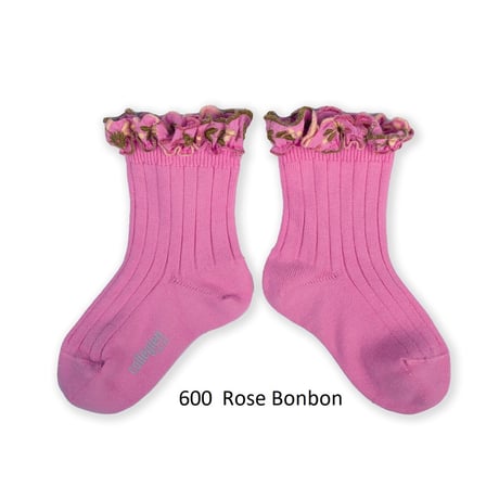 【 Collegien 】3467 Anémone - Embroidered Ruffle Ribbed Ankle Socks