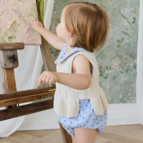 【 Jamie kay 】 JBFO262026 ﾊｰﾄﾌﾟﾘﾝﾄﾌﾟﾚｲｽｰﾂ Stripe Indigo BLU （size 60~90）