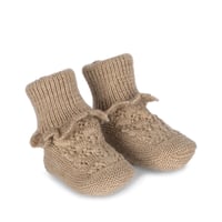 【 Konges sloejd 】tomama knit pointelle booties - beige melange