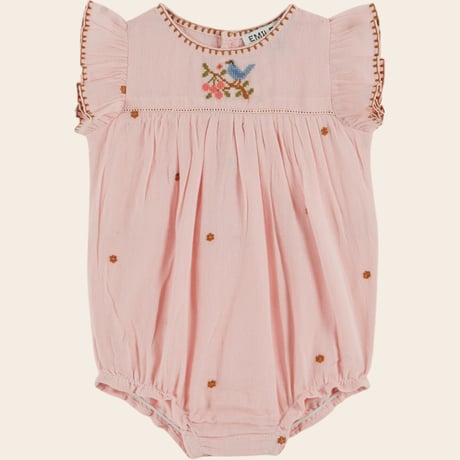 【Emile et Ida】 EMBROIDERED ROMPER - MACARON