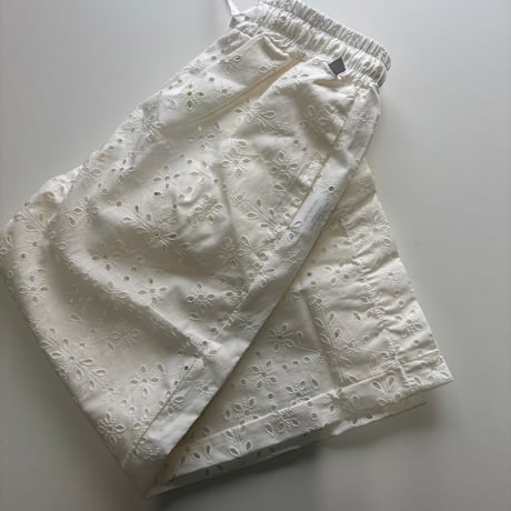 Drop2【Repose AMS】 straight pant-crips white embroidery anglais