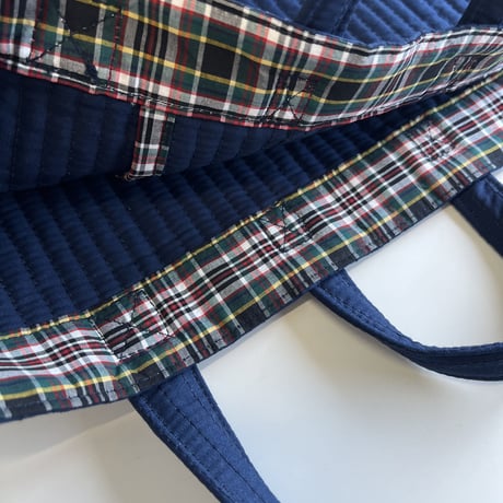 【mik+】School bag - Navy × Plaid