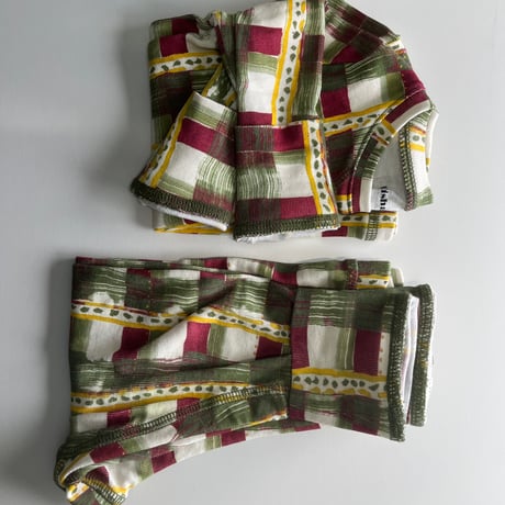 【Misha&Puff】Pajama Set - MNPP1162-340 Leaf Watercolor Plaid
