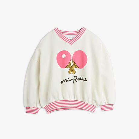 【 MINI RODINI 】Table tennis sp striped rib sweatshirt -White