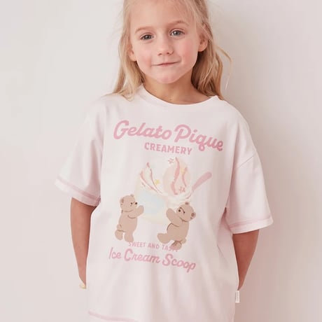 【 gelato pique 】 PKCT262428 KIDSｱｲｽｸﾘｰﾑﾍﾞｱﾜﾝﾎﾟｲﾝﾄT  PNK（size 90~120）