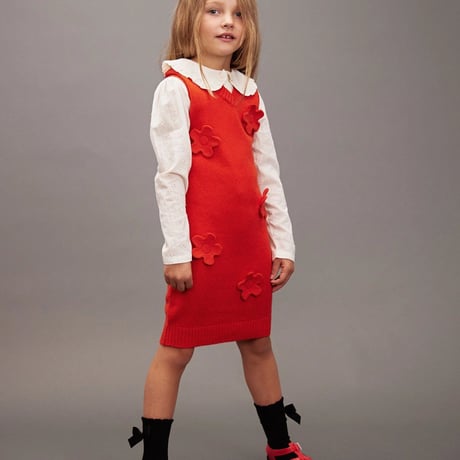 【mini rodini】】 Knitted flower vest dress