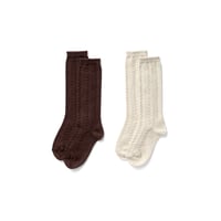 【 SOOR PLOOM 】Frond Knee Sock Linen / Prune　単品売り