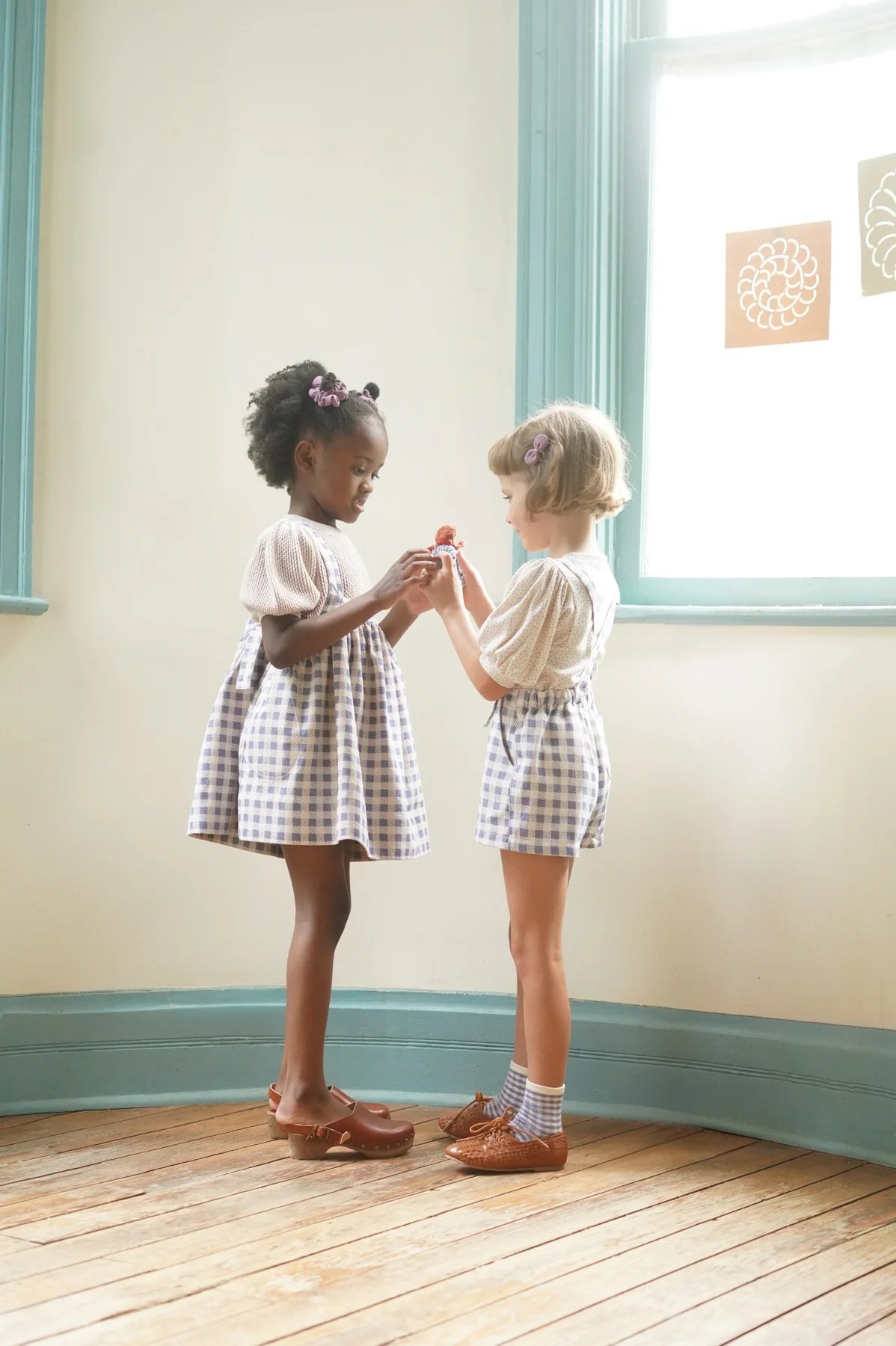 ボトムス SOOR PLOOM Enid Shortall 3y SOOR PLOOM / Enid Shortall - Gingham Print, Blu