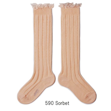 【 Collegien 】2906  Marie-Leonie - Lightweight Openwork Knee-high Socks with Swiss Dot
