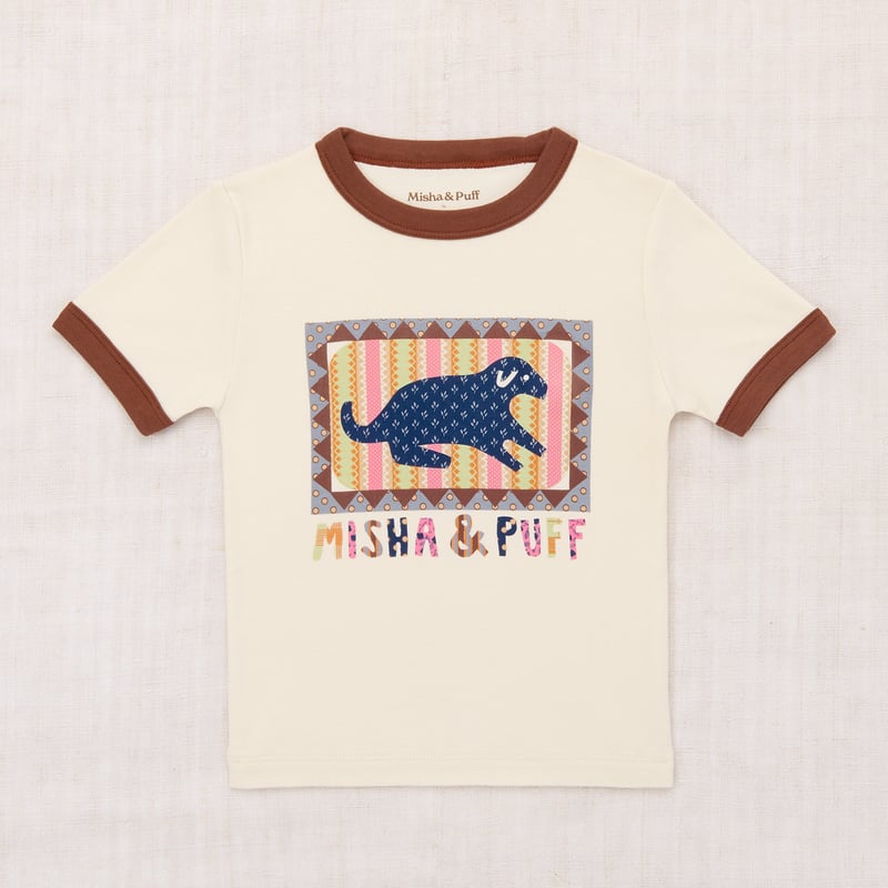 ス*子様 Misha & Puff コラージュリガーTシャツ　2Y Misha&Puff】DOG COLLAGE RIGER TEE (MARZIPAN) |