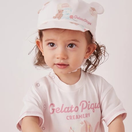 【 gelato pique 】 PBGH262528 BABYｱｲｽｸﾘｰﾑﾍﾞｱ柄ｷｬｯﾌﾟ PNK