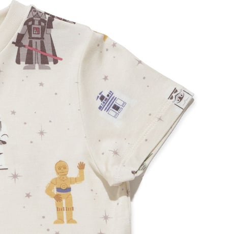 【 gelato pique 】STAR WARS　ベビー総柄半袖ロンパース　80サイズ　CRMクリーム/MNTミントブルー