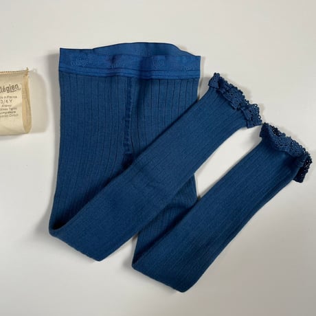 【 Collegien 】5981  Aliénor - Lace-trim Ribbed Footless Tights