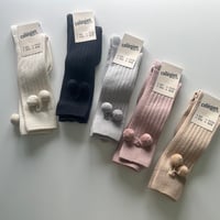 【 Collegien 】2983 Diane - Ribbed Knee-high Socks with pompoms