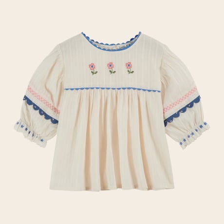 【Emile et Ida】 EMBROIDERED BLOUSE - CREME