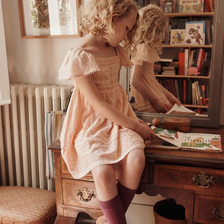 【Emile et Ida】 BRODERIE ANGLAISE DRESS ABRICOT