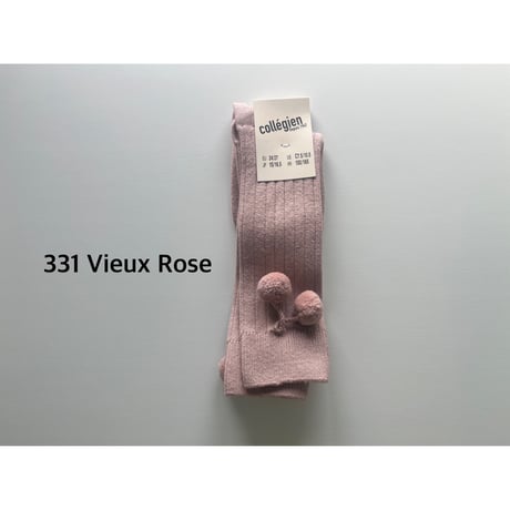 【 Collegien 】2983 Diane - Ribbed Knee-high Socks with pompoms