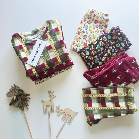 【Misha&Puff】Pajama Set - MNPP1162-340 Leaf Watercolor Plaid