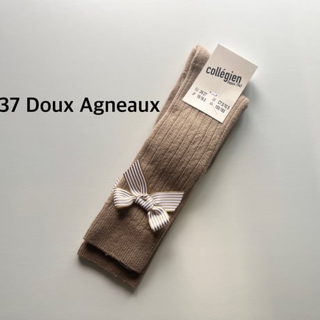【 Collegien 】2981 Marinette - Ribbed Knee-high Socks with Striped Bow