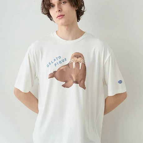 【 gelato pique 】 PMCT262281  HOMME接触冷感ｼｰｱﾆﾏﾙ柄ﾜﾝﾎﾟｲﾝﾄT BLU（メンズsize M, L）