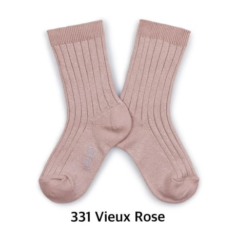 【 Collegien 】6060 Victoire - Glitter Ribbed Crew Socks