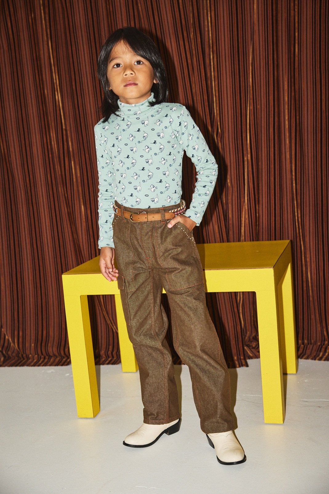 トップス Turtleneck Sage Cat & Mouse 3y Misha&Puff】Turtleneck (Sage Cat & Mouse) | MIK