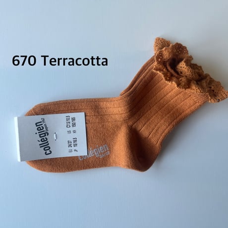 【Collégien】3455 Lili - Lace Trim Ribbed Ankle Socks