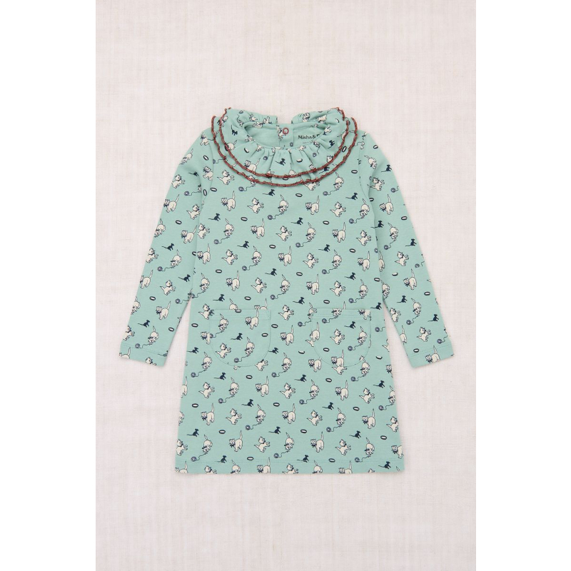 ワンピース misha and puff sweet heart dress Misha&Puff】Sweetheart Dress (Sage Cat & Mouse)