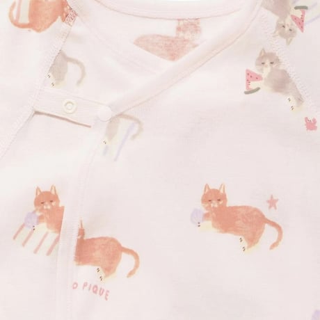 【 gelato pique 】 PBCO262463 新生児ｼｰｻｲﾄﾞｷｬｯﾄ柄ｺﾝﾋﾞ肌着 OATMEAL（size50））