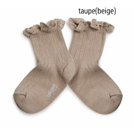 【Collégien】3455 Lili - Lace Trim Ribbed Ankle Socks
