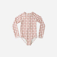 【 Rylee + Cru 】DELPHINE RASHGUARD ONE-PIECE || CHERRY CHECK