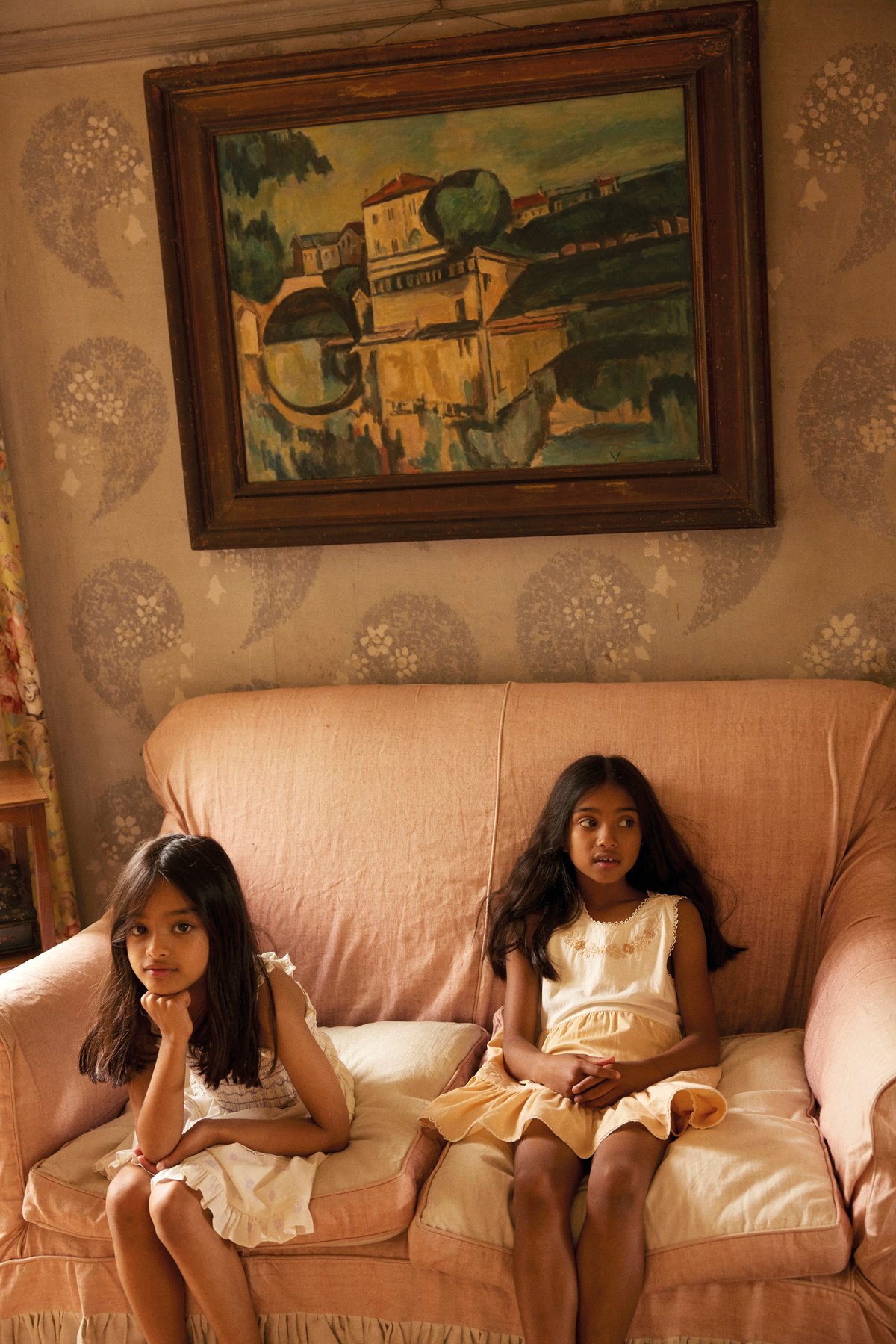 last 1【 Apolina 】 CLARITA DRESS - CREAM/PEACH Y