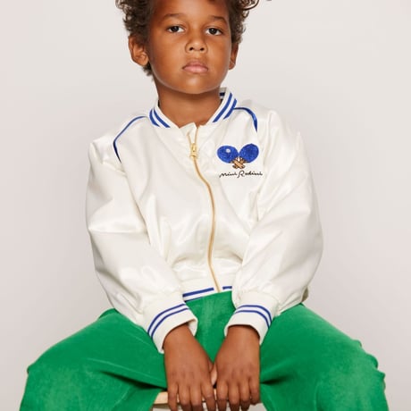 【 MINI RODINI 】Table tennis team baseball jacket -White