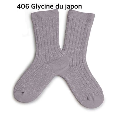 【 Collegien 】6060 Victoire - Glitter Ribbed Crew Socks