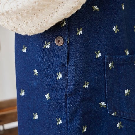 【 Jamie kay 】 JKFO262018 刺繍ﾃﾞﾆﾑｵｰﾊﾞｰｵｰﾙLisa Indigo  NVY（size 90~120）