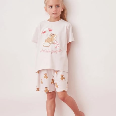 【 gelato pique 】 PKCT262445 KIDSｻﾏｰﾍﾞｱ柄ﾜﾝﾎﾟｲﾝﾄTｼｬﾂ PNK（size 90~120）