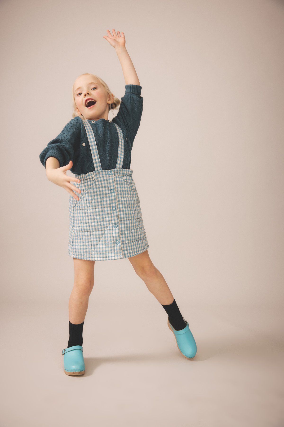 SOOR PLOOM 】Harlyn Pinafore, Gingham, Oasis |